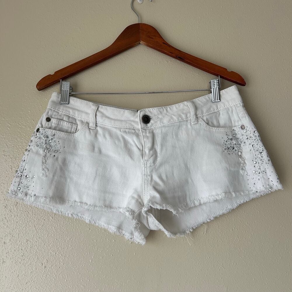 Hot Kiss White Y2K Embellished Cici Denim Shorts Size 11